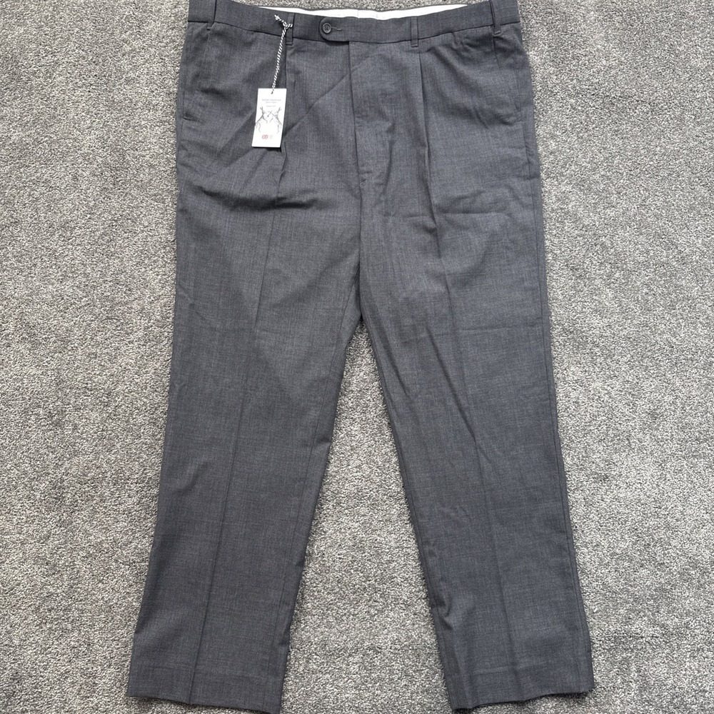 Mens 45x31 Peter Christian Dress Pants 100% Wool Dolid Gray Straight Leg